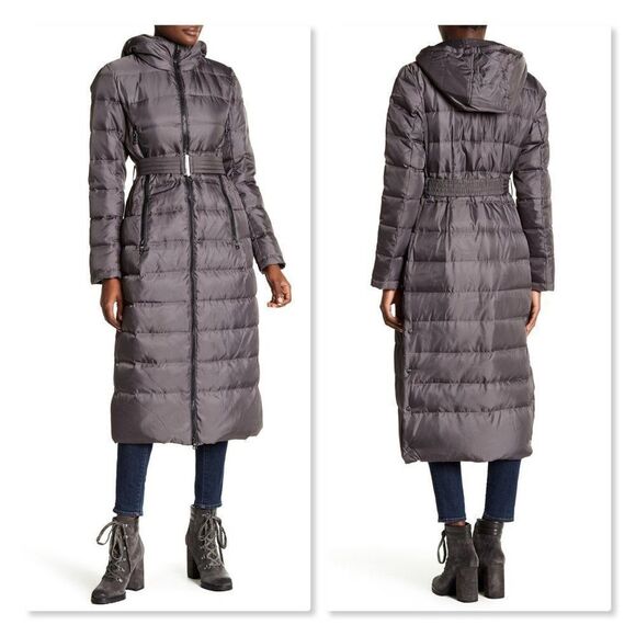 Vince Camuto Long Belted Down Coat sz XS. - Picture 1 of 8
